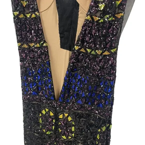 Jovani Style 04807 Black Multi Color Sequin Fit and Flare Gown Women's 8 - Picture 13 of 13